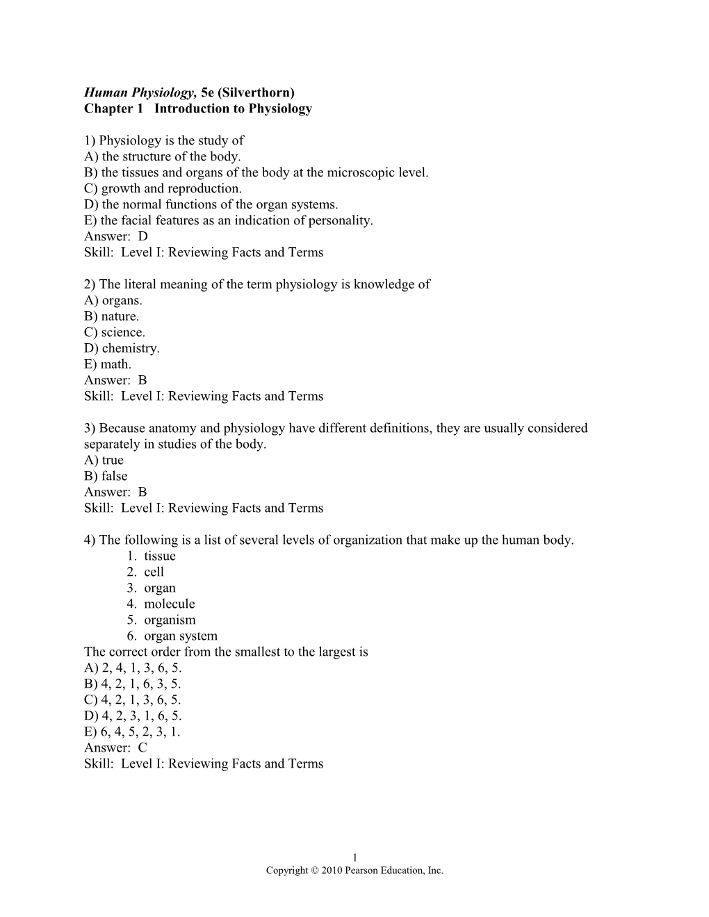 Human Physiology, 5E (Silverthorn)