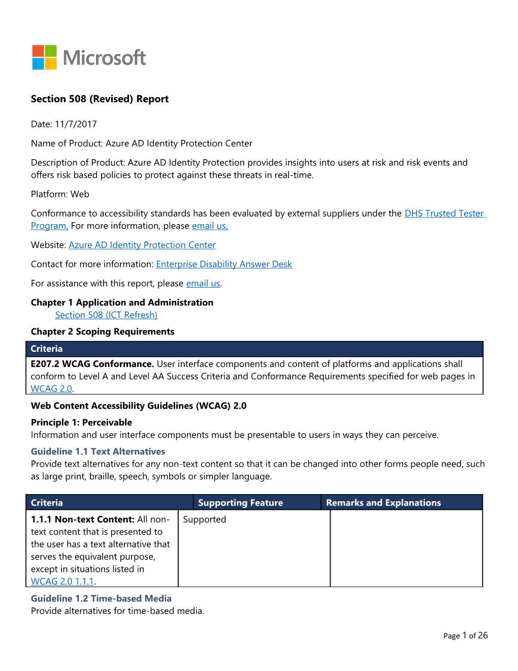 Section 508 (Revised) Report