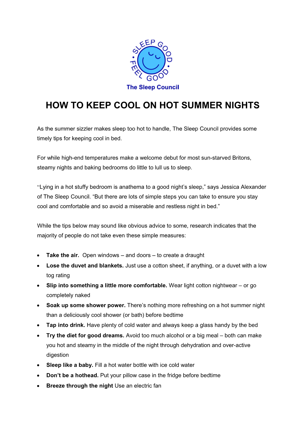 How to Keep Cool on Hot Summer Nights