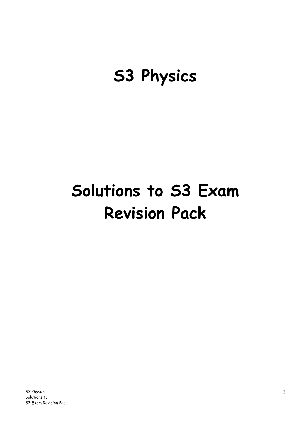 Solutions to S3 Exam
