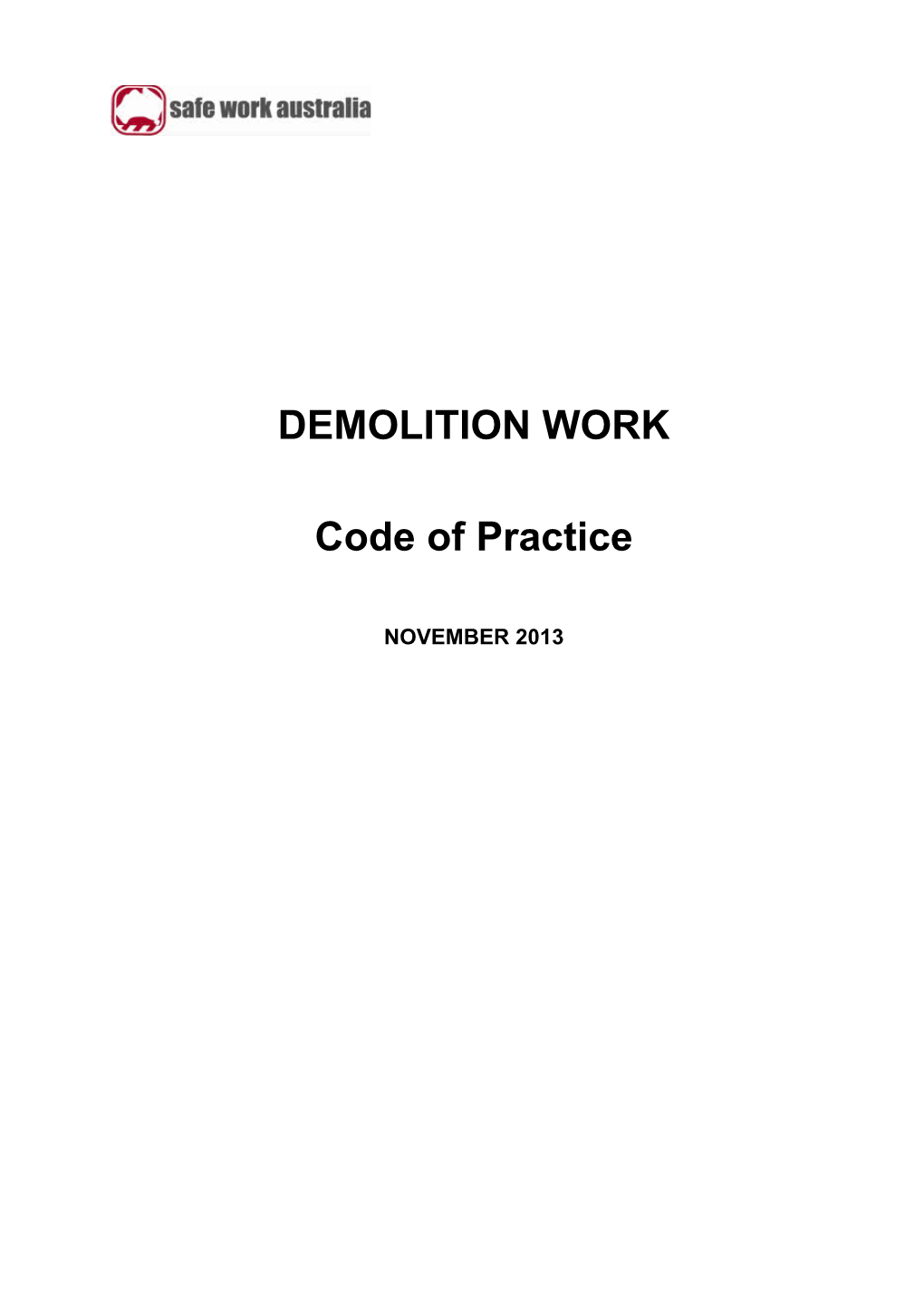 Demolition Work Code of Practice