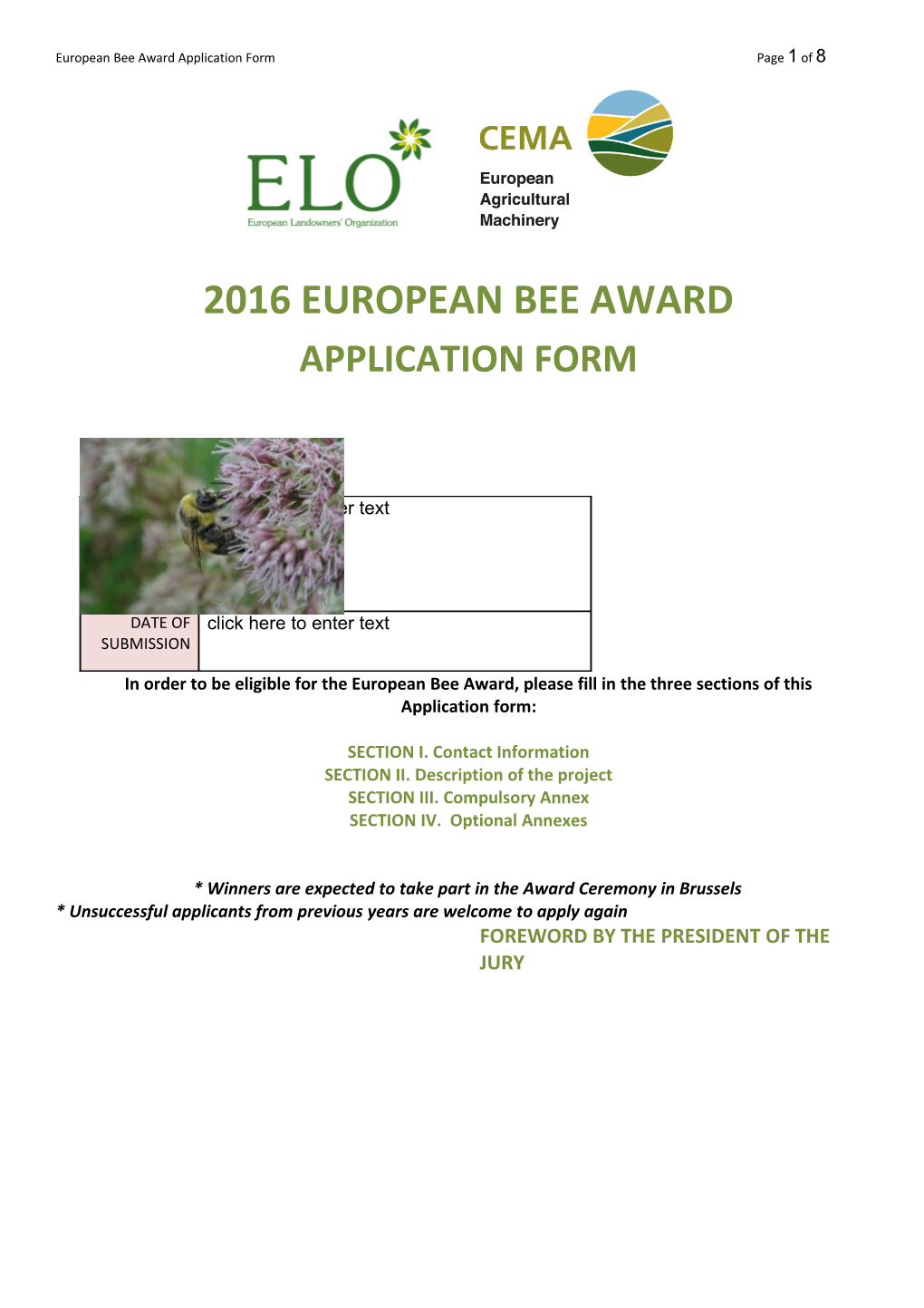 European Bee Award Application Form Page 11 of 11