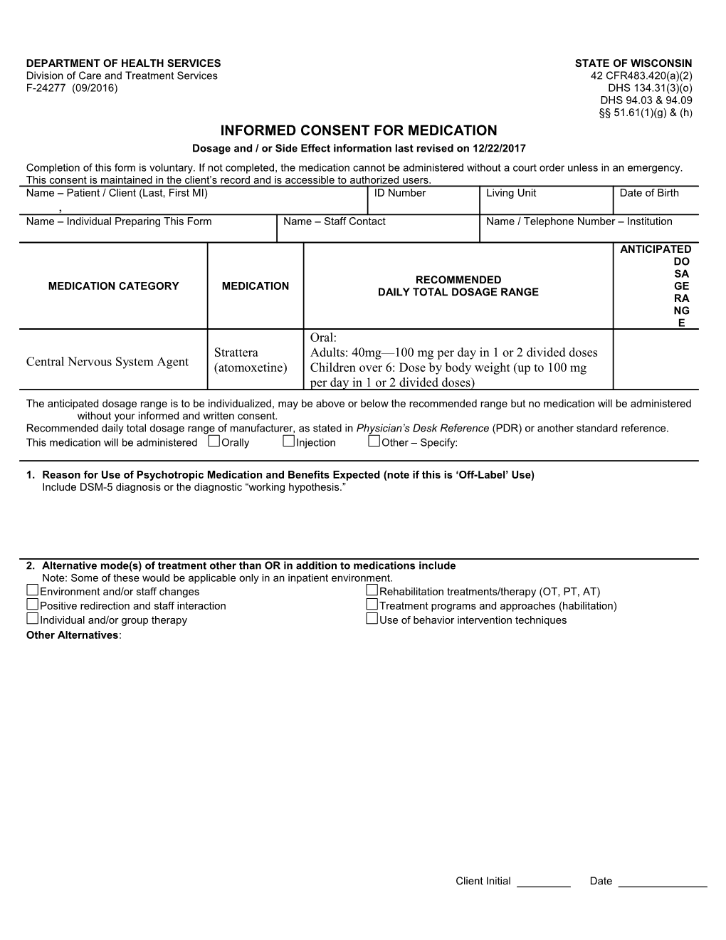 Informed Consent for Medication