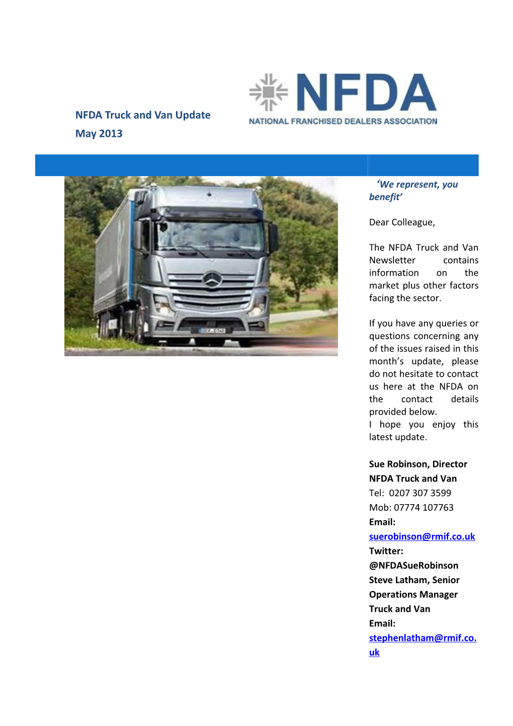 NFDA Truck and Van Update