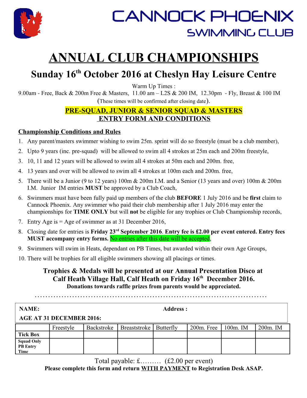 Annual Club Championships