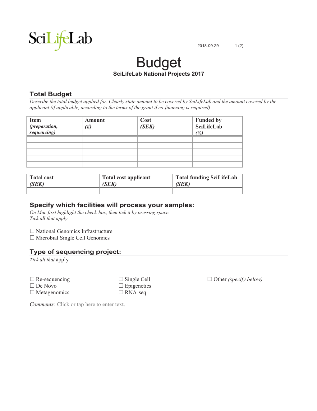 Specify Which Facilities Will Process Your Samples