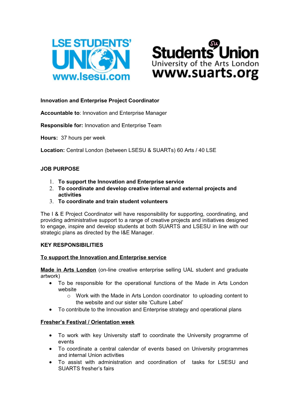 Innovation and Enterprise Project Coordinator