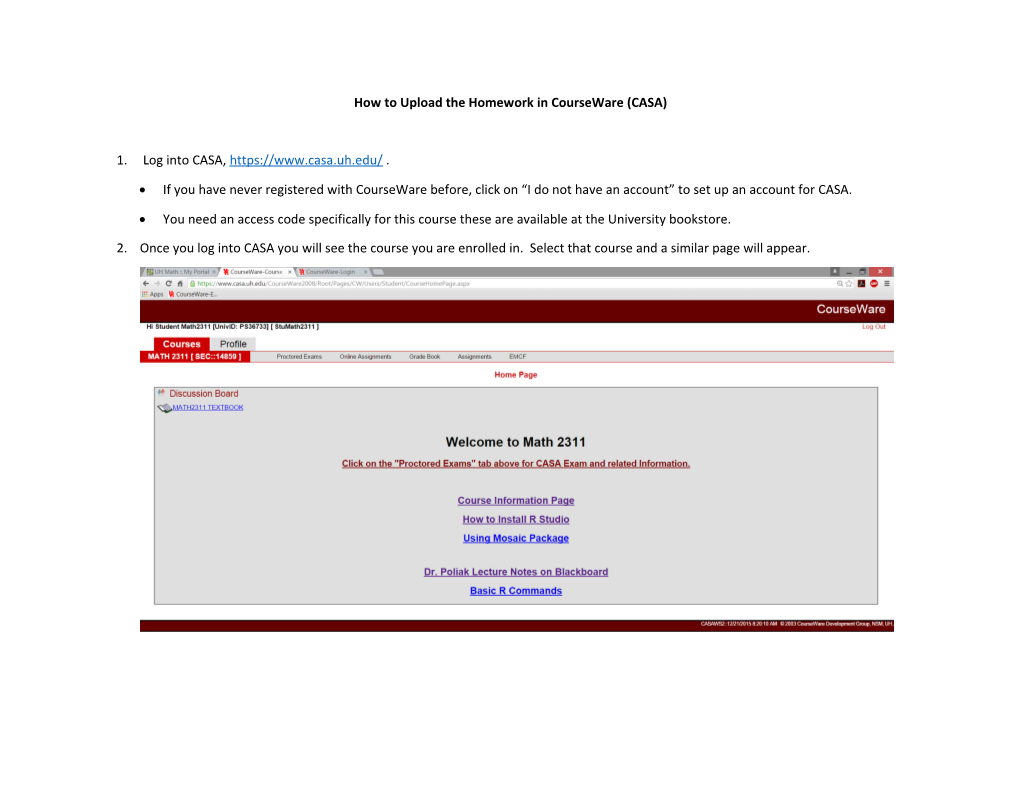 How to Upload the Homework in Courseware (CASA)