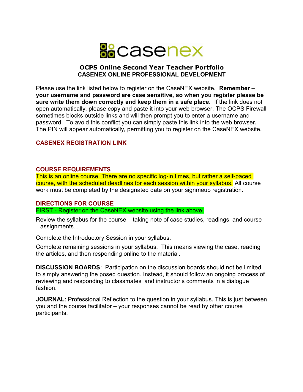 Casenex Online Professional Development