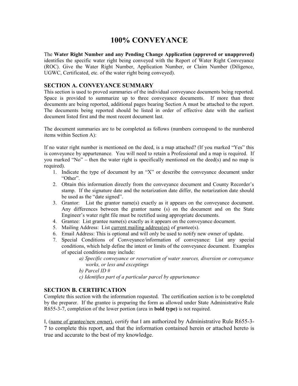 Section A. Conveyance Summary