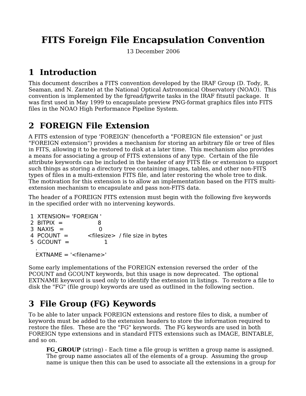 FITS Foreign File Encapsulation Convention