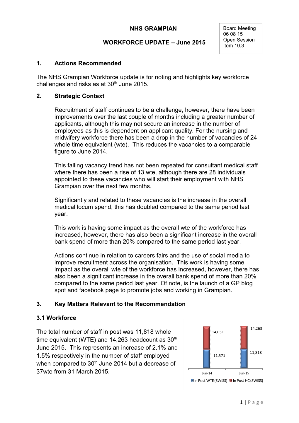 Item 10.3 for Board Meeting 6 August Workforce Update