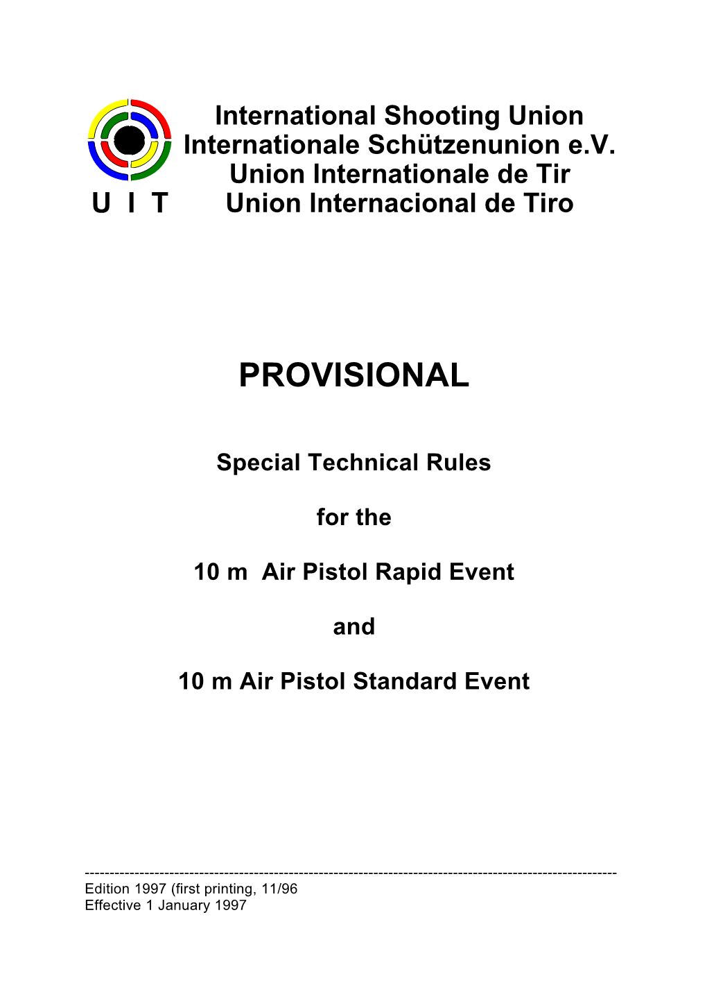 Rapid Air Pistol Rules 1/93