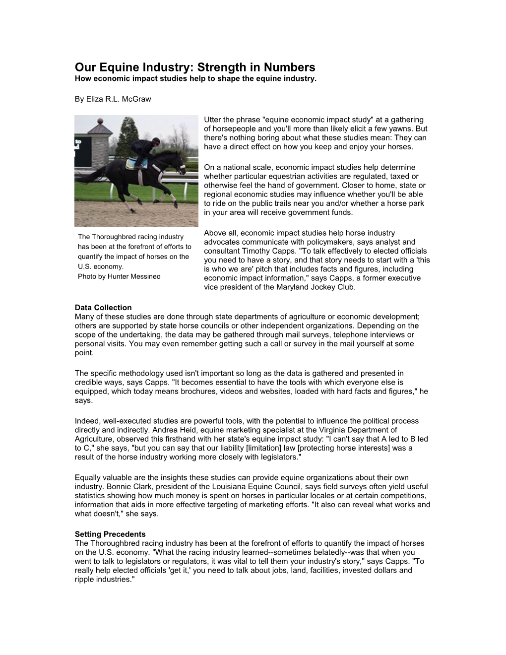 Our Equine Industry: Strength in Numbers