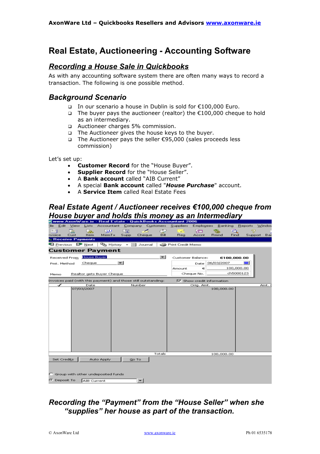 Quickbooks Real Estate Auctioneering - Accounting