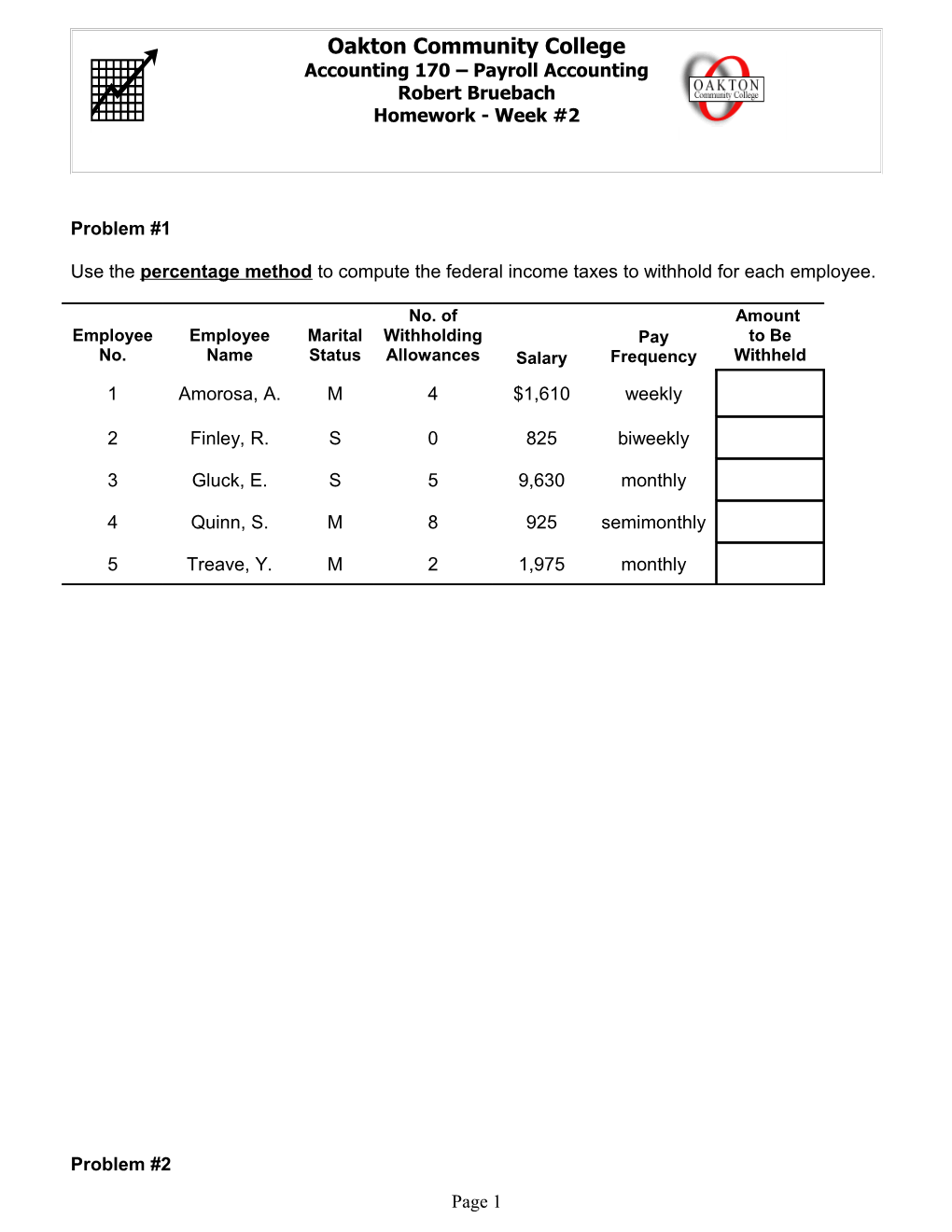 Accounting 170 Payroll Accounting