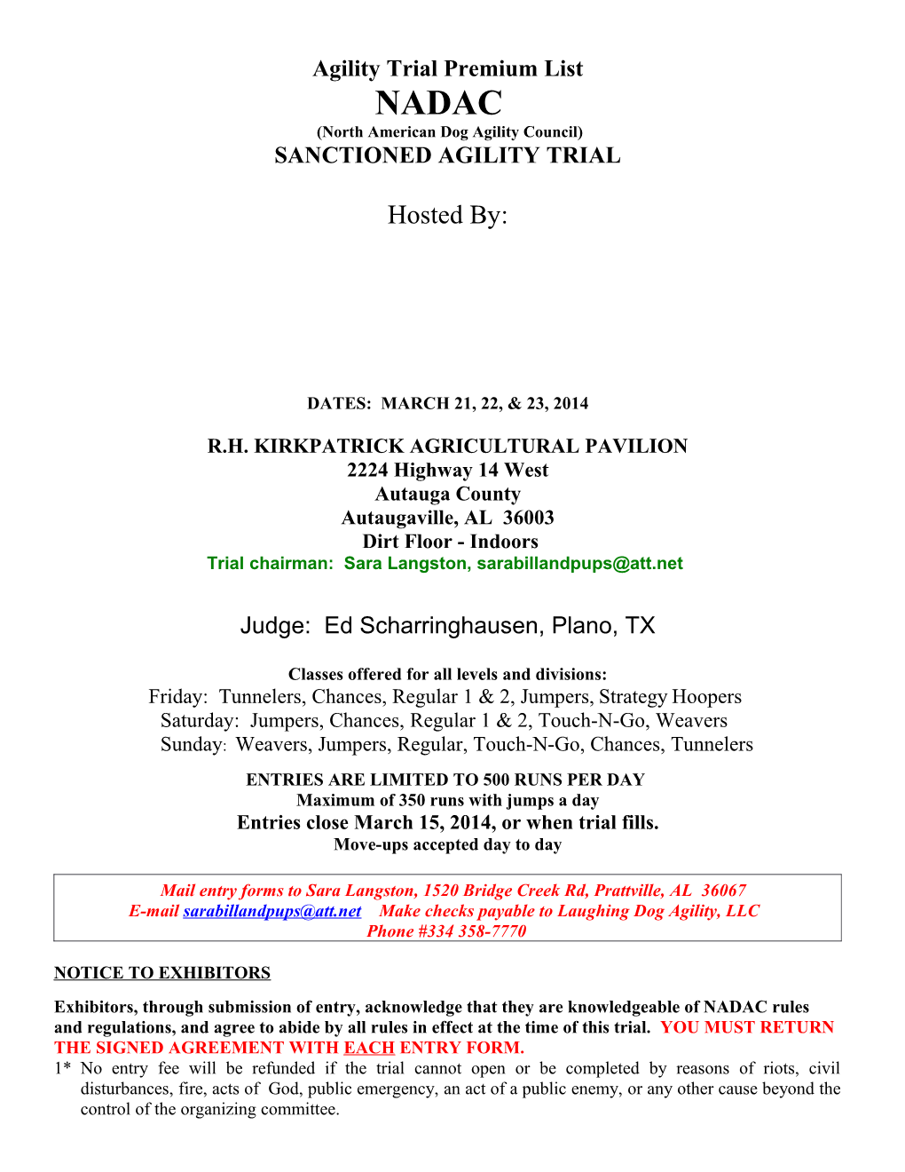 Agility Trial Premium List s3