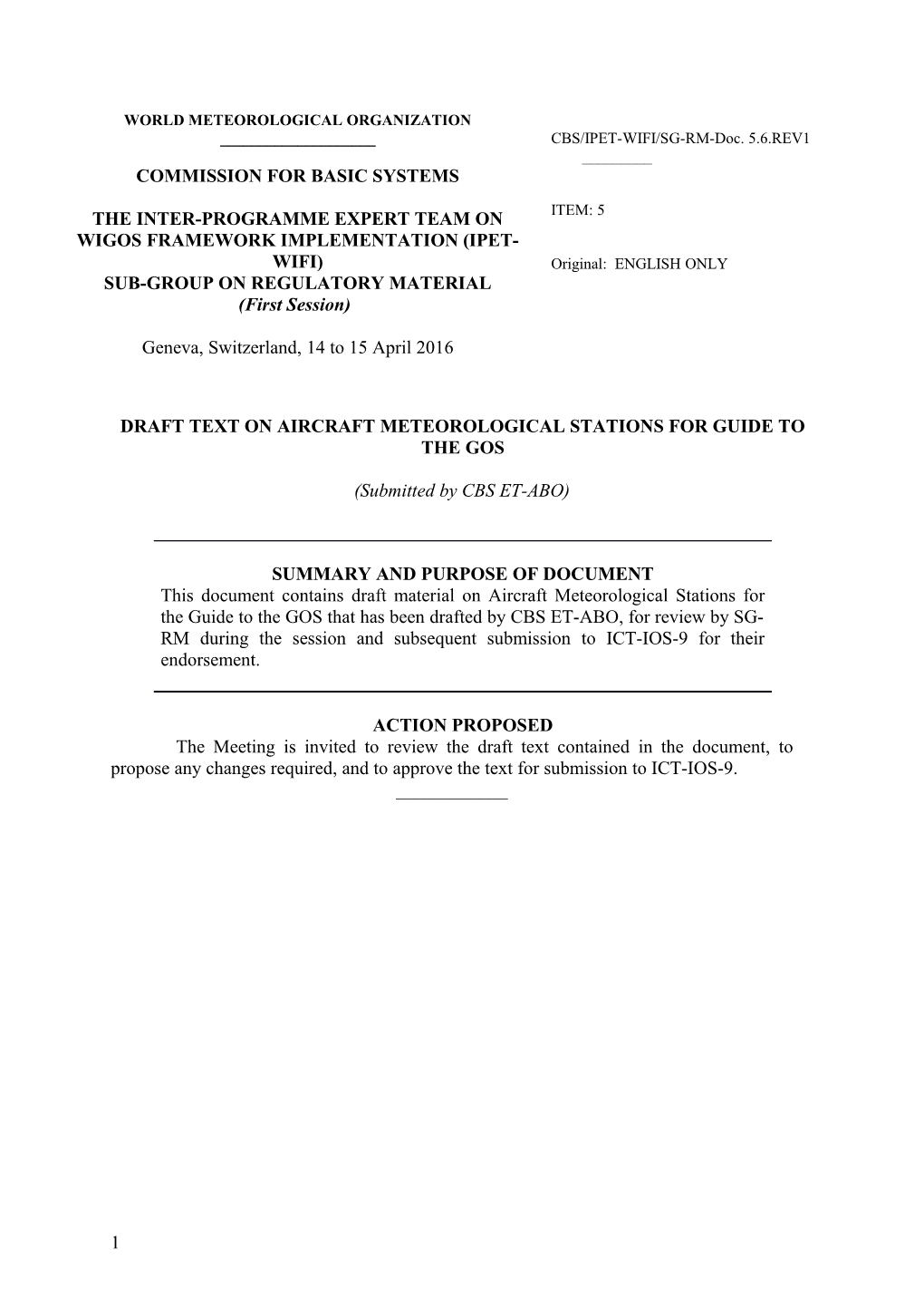 No 488 Aircraft Meteorological Stations Consolidated Draft