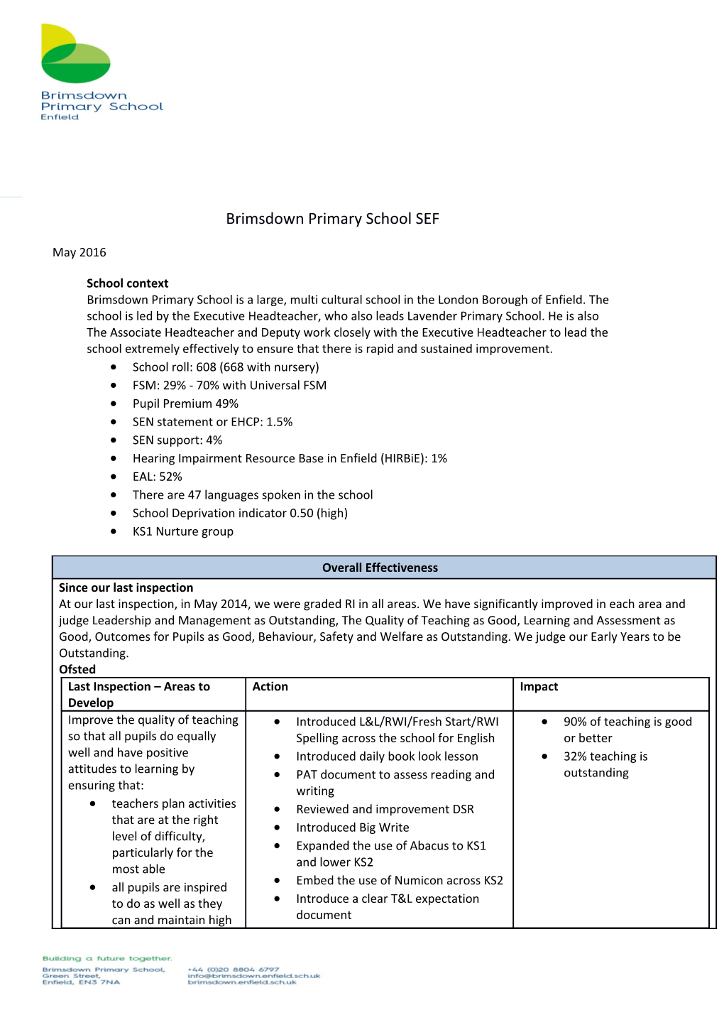 Brimsdown Primary School SEF