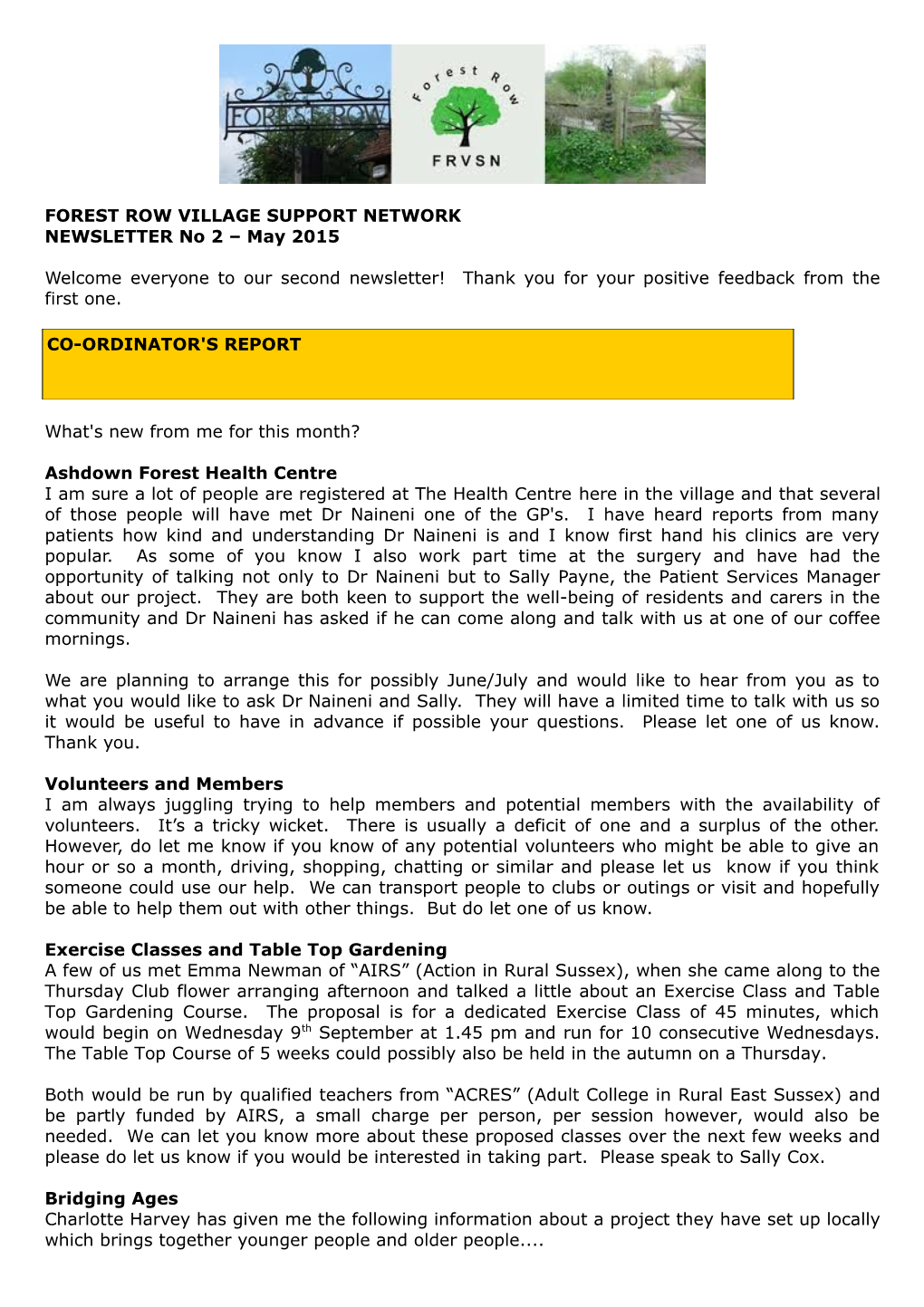 Forest Row Village Support Network