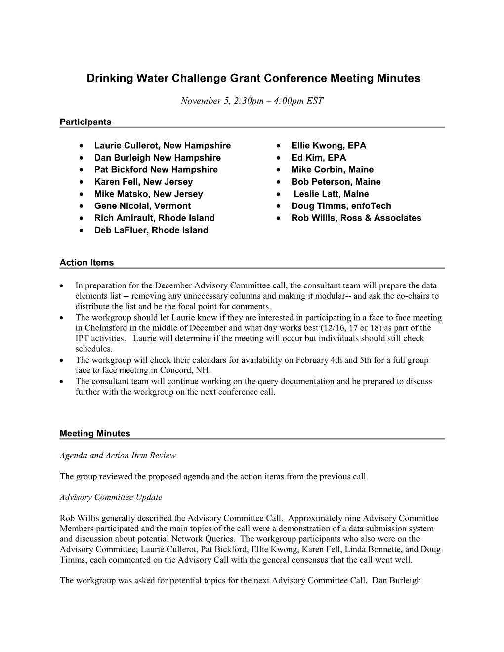 Drinking Water Challenge Grant Conference Meeting Minutes s1