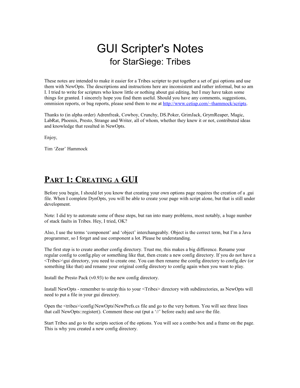 Newopts Scripter's Notes