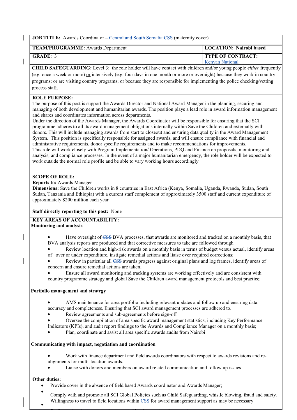 Have Oversight of CSSBVA Processes, That Awards Are Monitored and Tracked on a Monthly