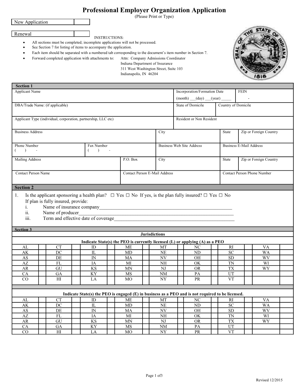 NAIC Uniform Application For