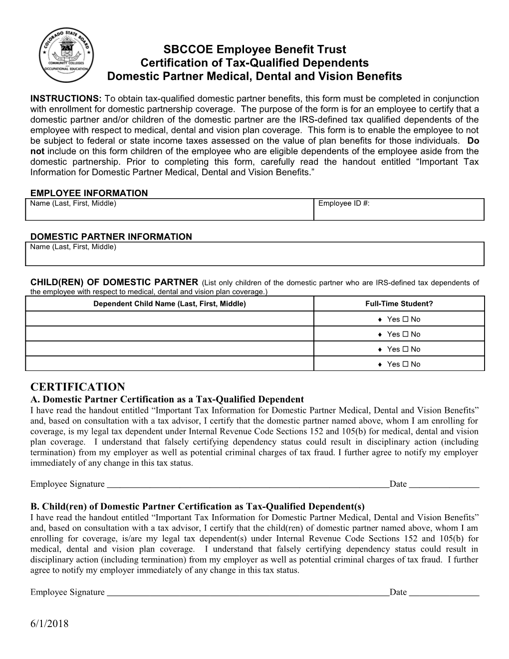 Certification of Tax-Qualified Dependents