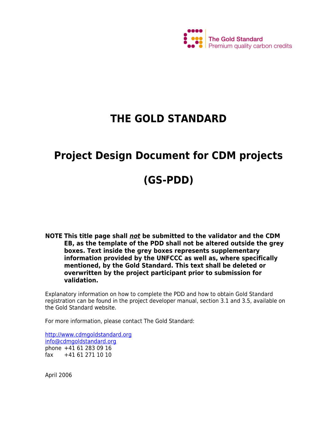 Project Design Document for CDM Projects