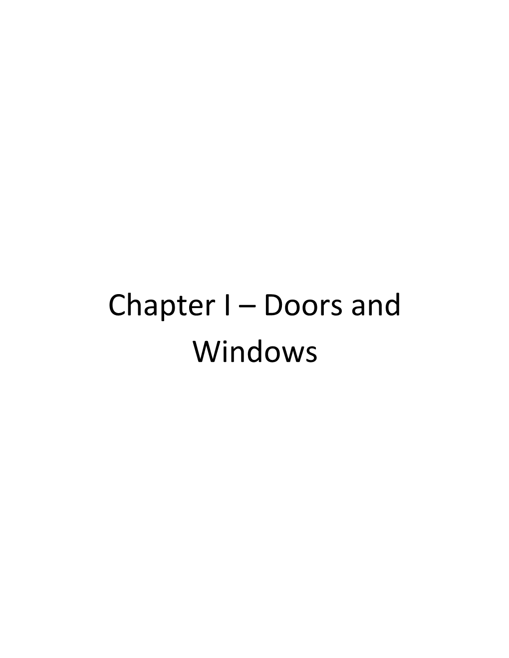 Chapter I Doors and Windows