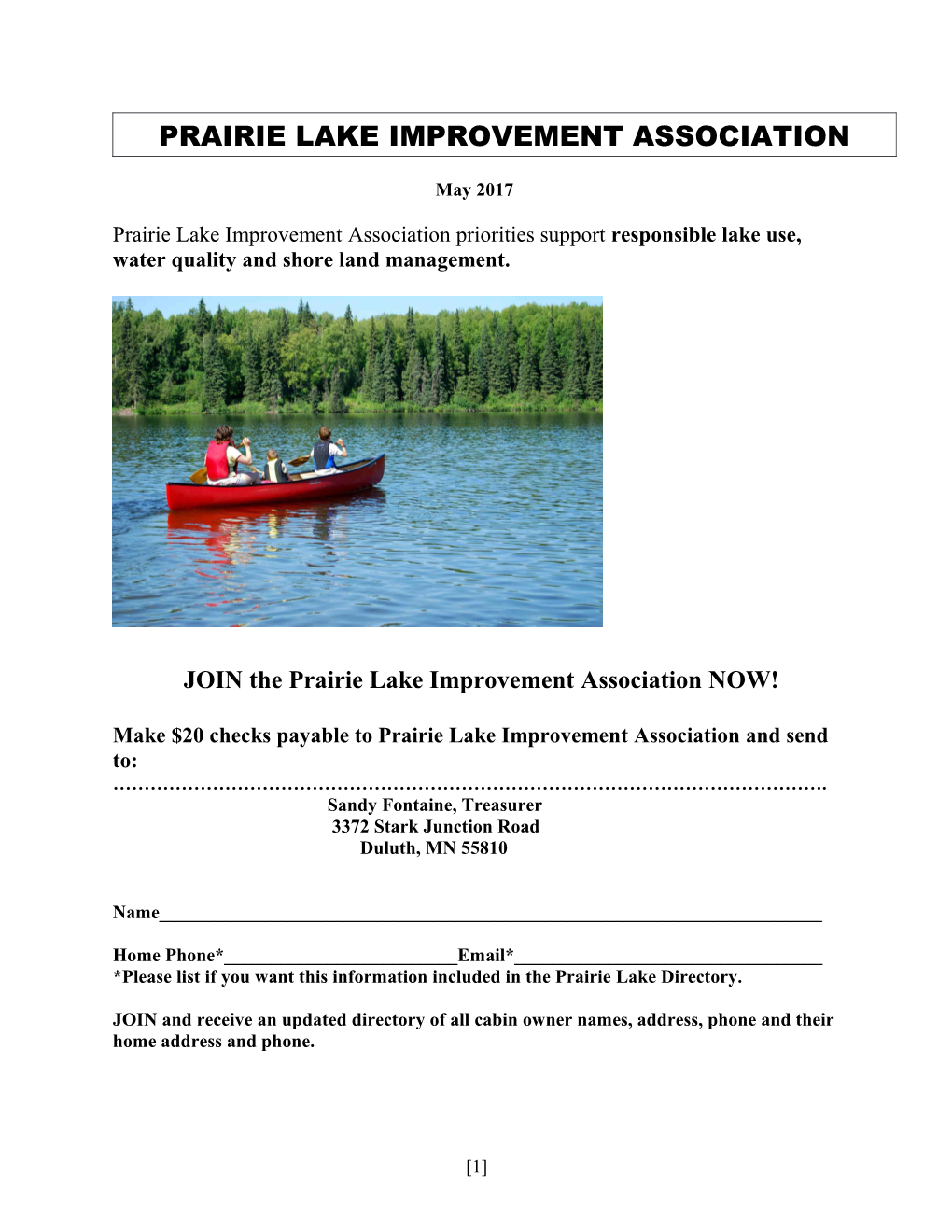 Prairie Lake Improvement Association