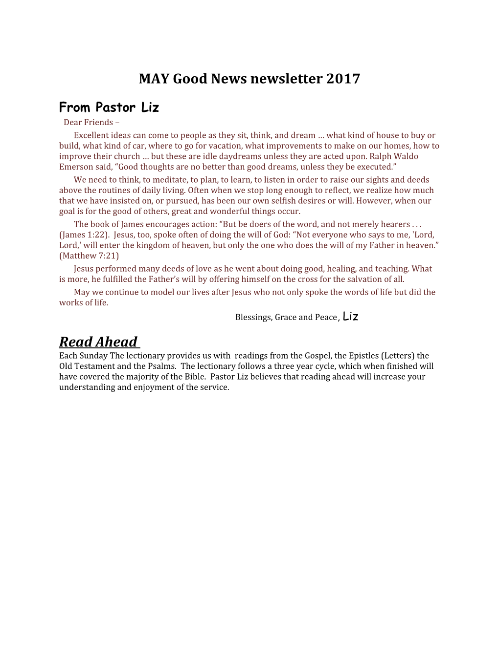 MAY Good News Newsletter 2017