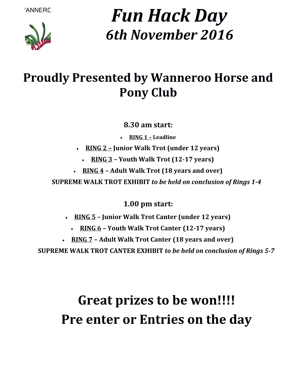 Proudly Presented by Wanneroo Horse and Pony Club