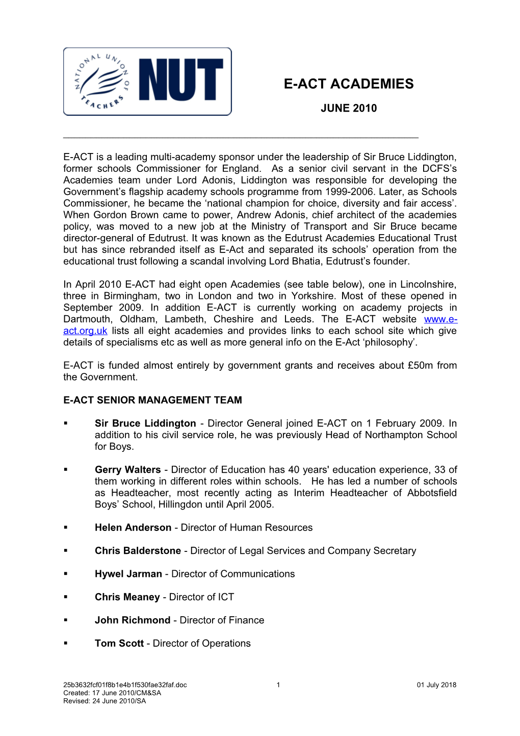 E-ACT Briefing Note