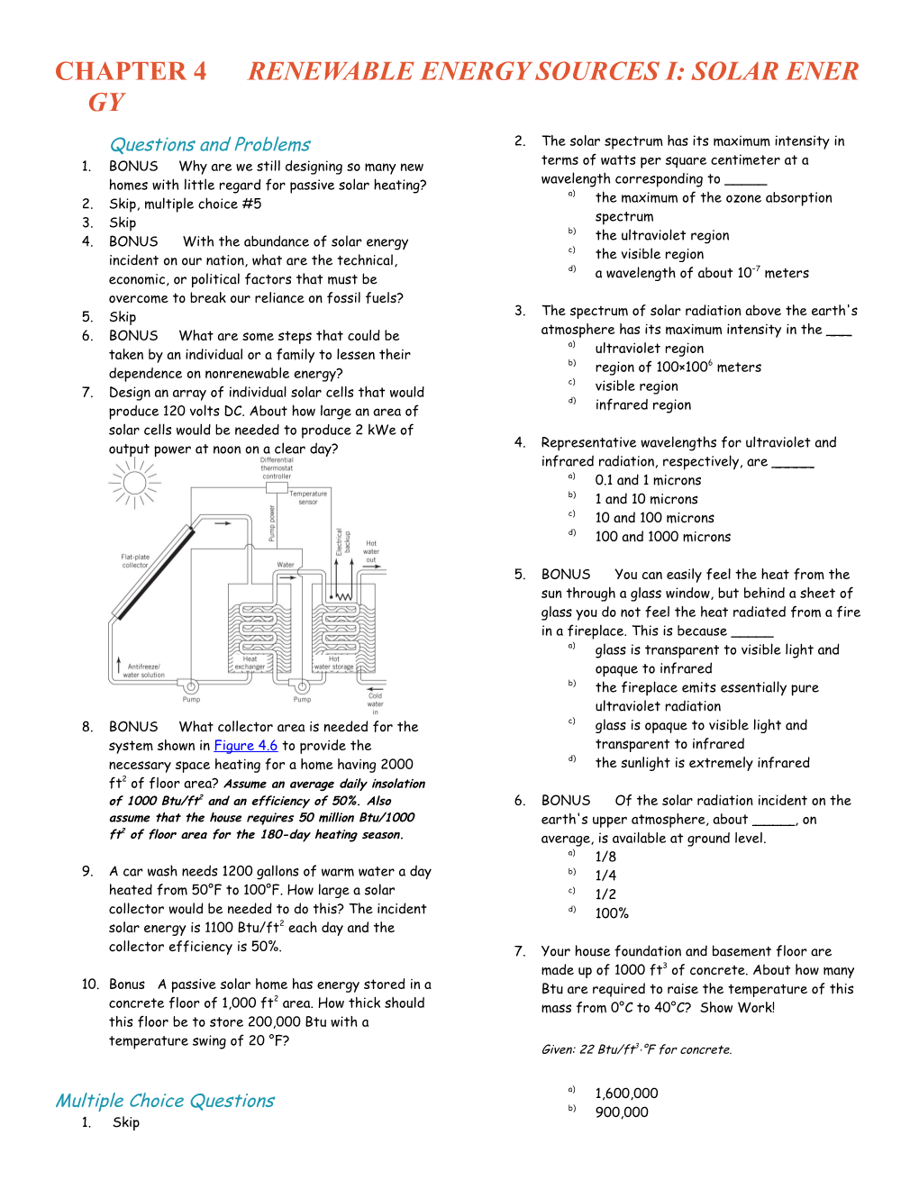 Chapter 4 Renewable Energy Sources I: Solar Energy