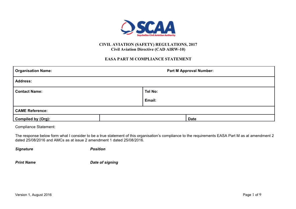 MOA Compliance Checklist