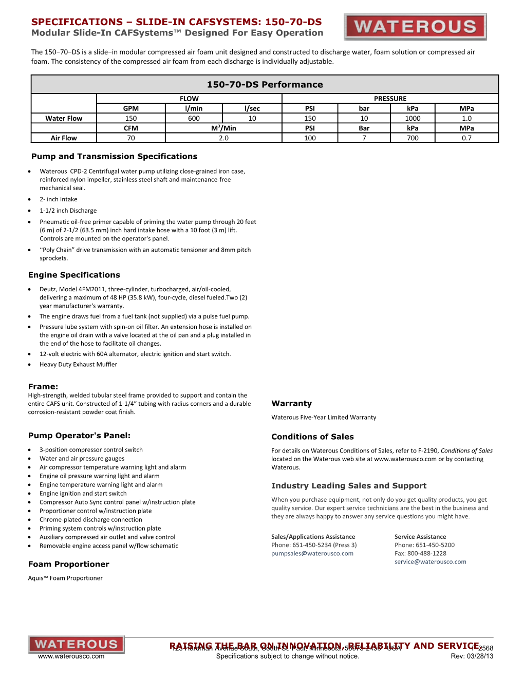 Pump and Transmission Specifications