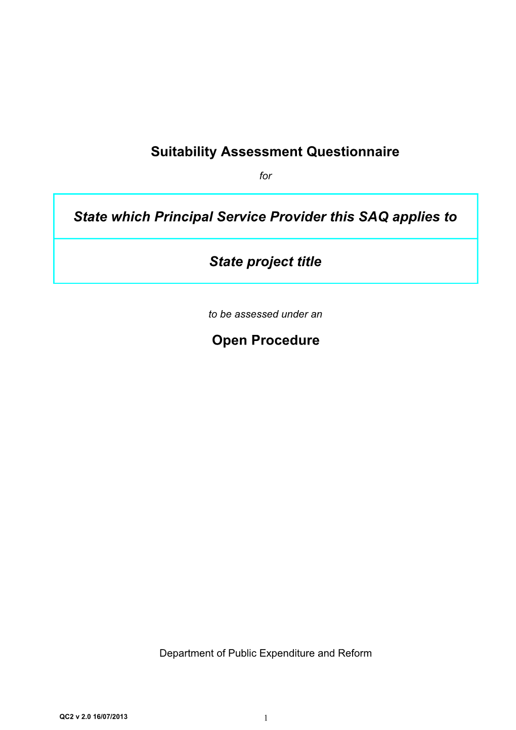 Suitability Assessment Questionnaire