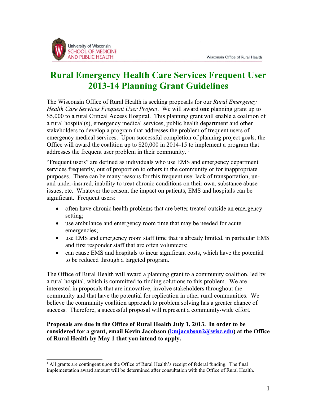 Wisconsin EMS Planning Document