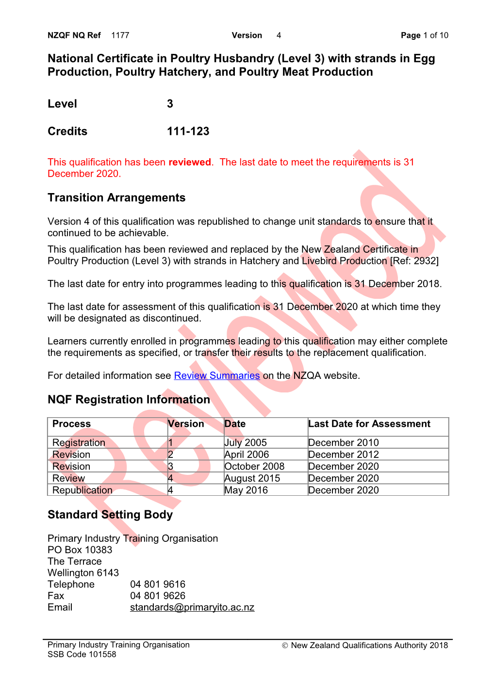 National Certificate Or Diploma in Classification (Descriptor) (Level) with Strands In