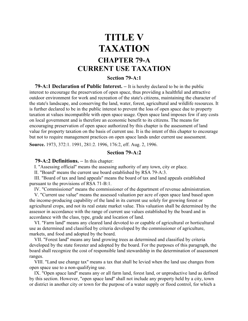 Title V Taxation