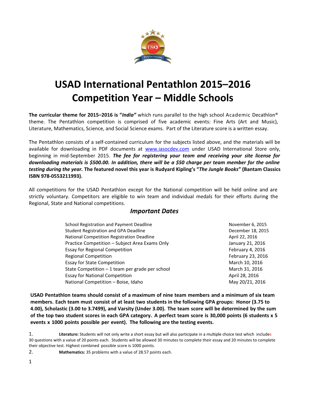 USAD Is Looking at Creating an Official International Academic Decathlon