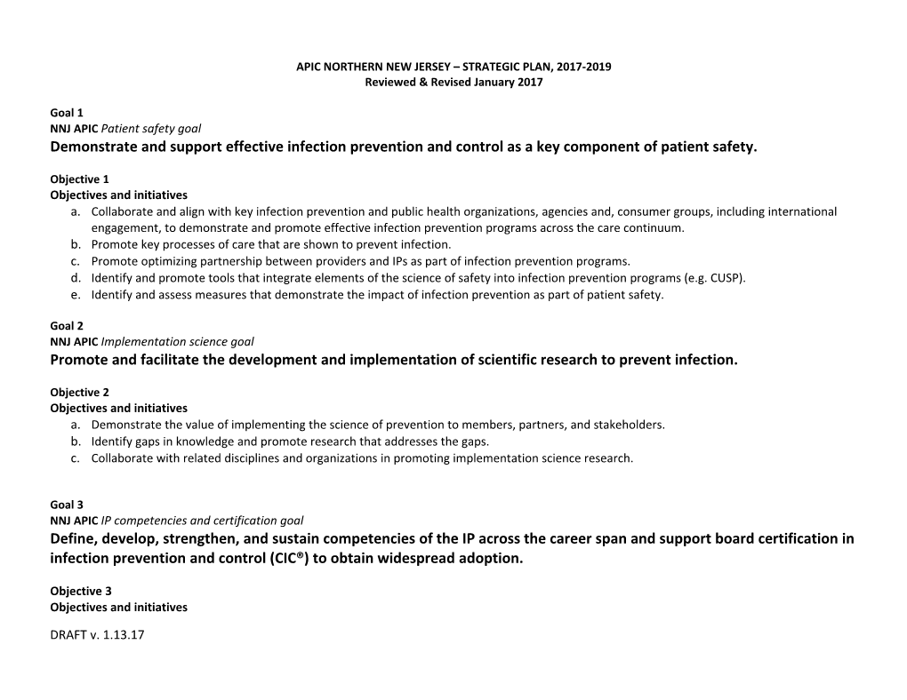 Apic Northern New Jersey Strategic Plan, 2000 20001