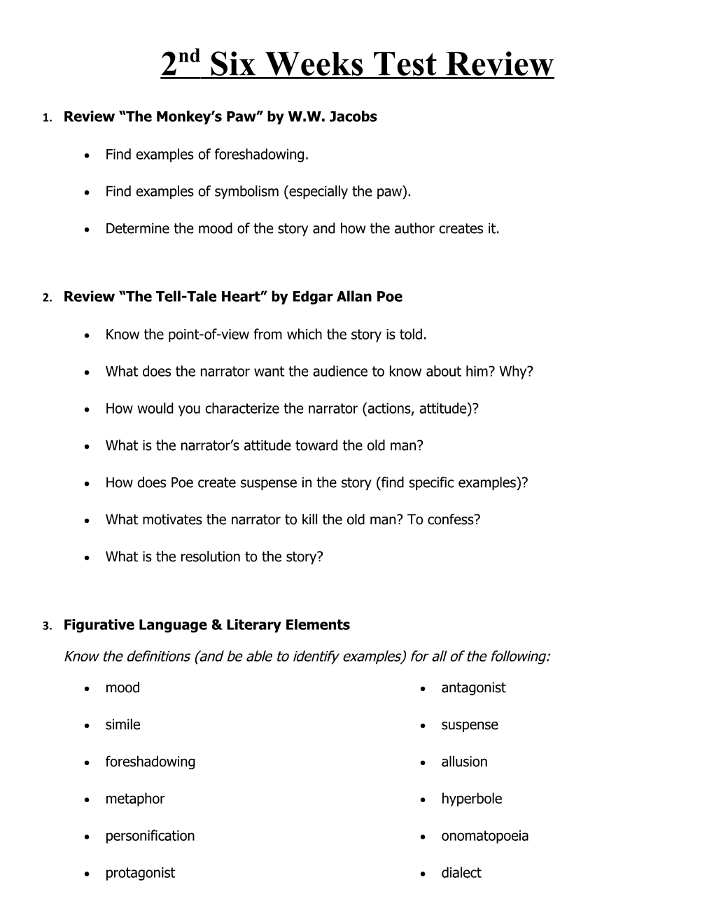 2Nd Six Weeks Test Review