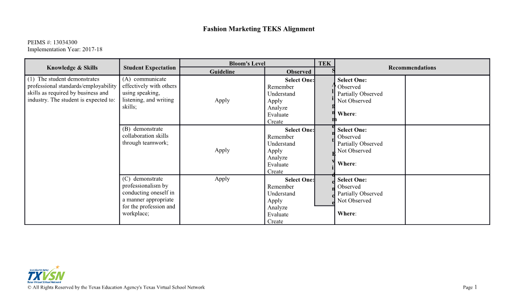 TEKS Alignment Document s1