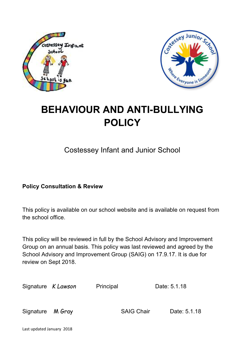 Behaviour and Anti-Bullying Policy