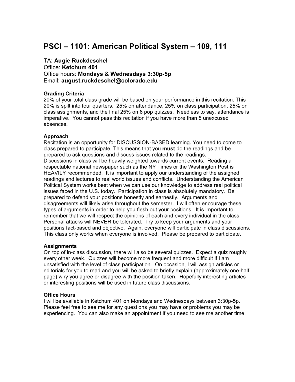 PSCI 1101: American Political System