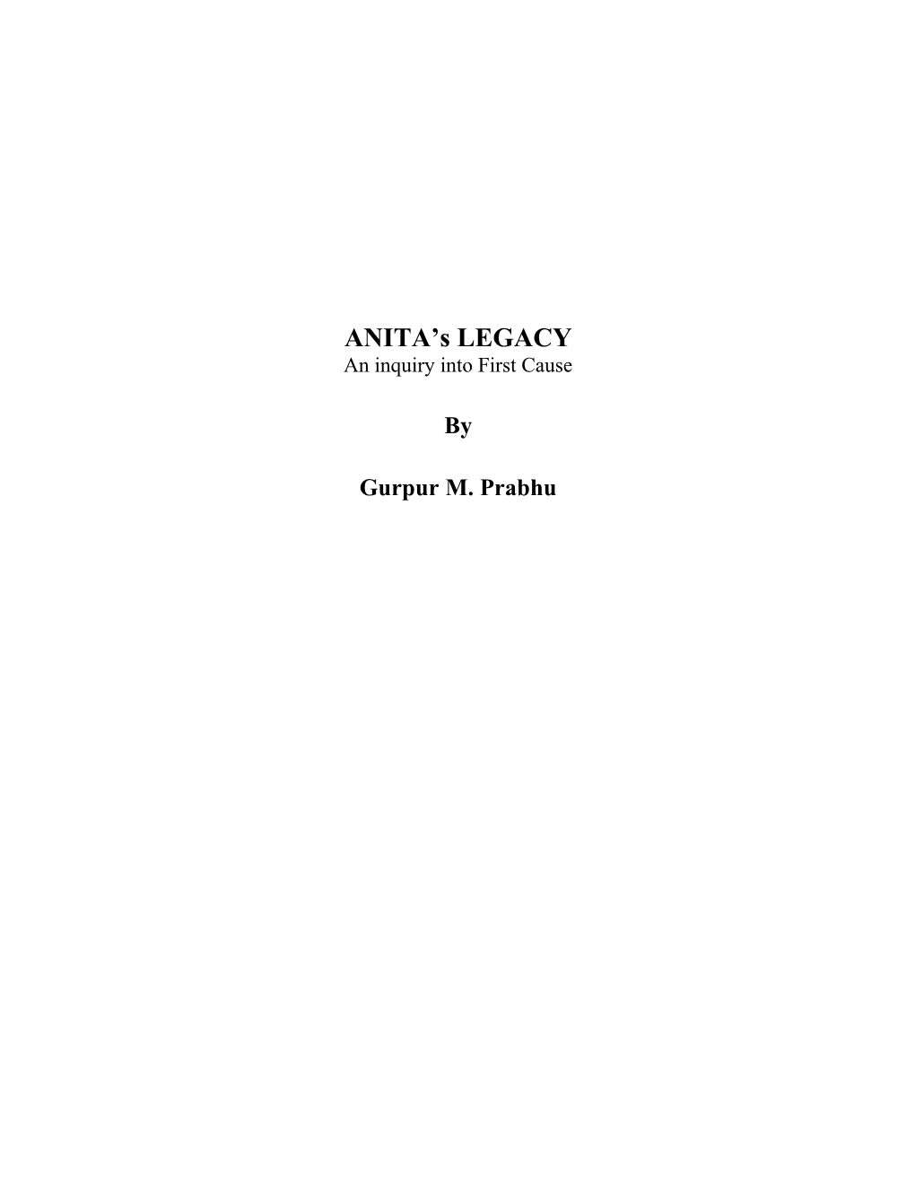 Anita's Legacy Prologue