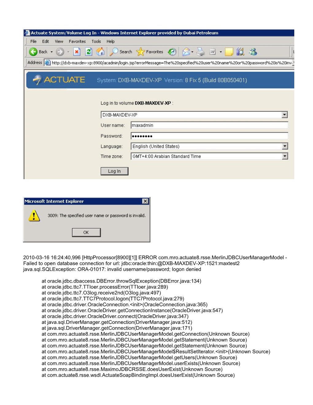 Java.Sql.Sqlexception: ORA-01017: Invalid Username/Password; Logon Denied